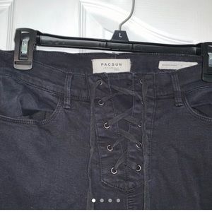 Lace Up High Rise Black Jeans